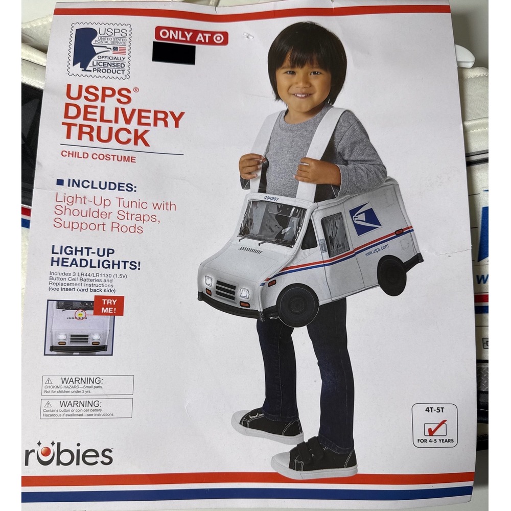 Rubies USPS Delivery Truck Light-Up Child Costume 4T-5T Mail Carrier Van Tunic